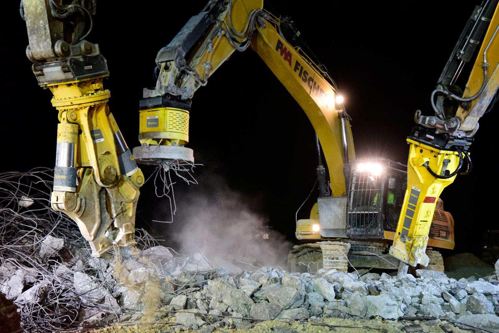 Excavator attachments in action